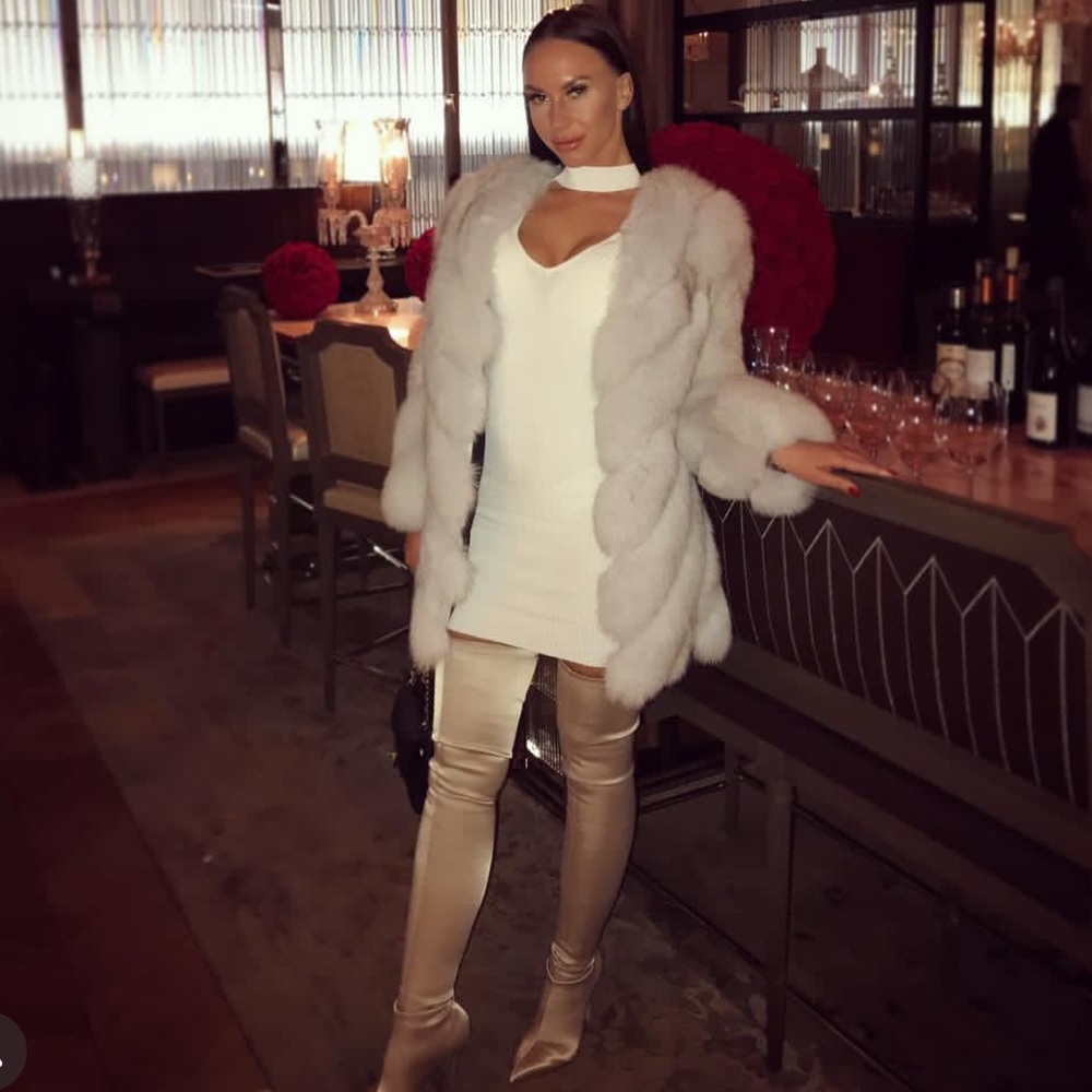 Guess Ribbed White Sweater dress